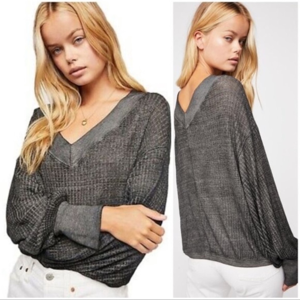 EUC•Free People•Grey Southside Top